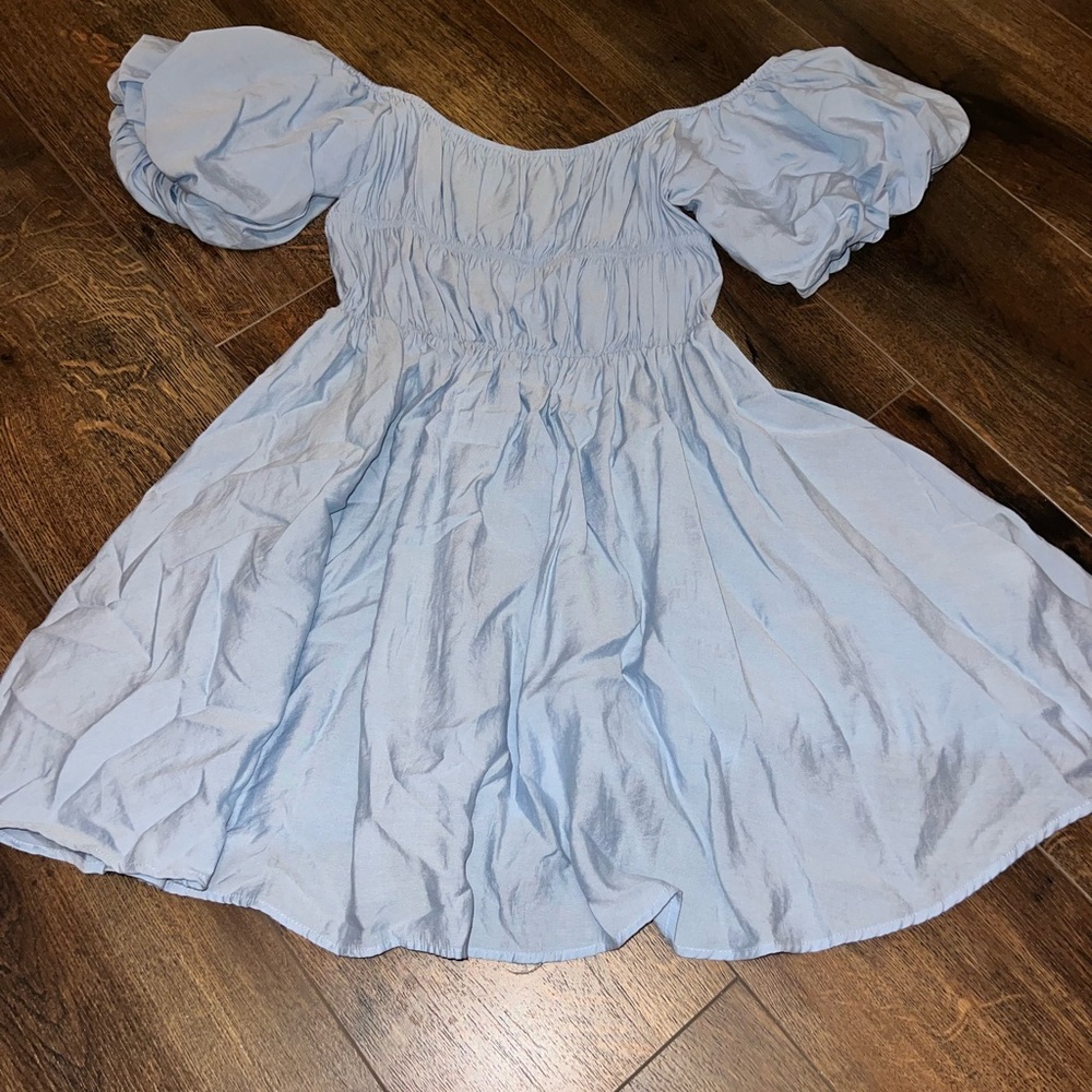 Elegant Strapless Light Blue Dress